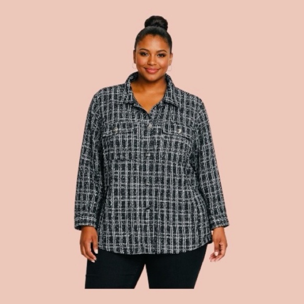 Torrid Black and Silver Plaid Blazer - Picture 2 of 7